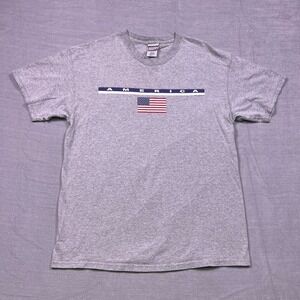 Sonoma Jean Company‎ Mens Adult L Gray America Flag Graphic T Shirt